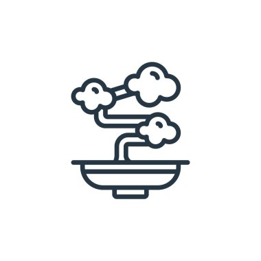 Çin Yeni Yıl konseptinden bonsai ikon vektörü. Düzenlenebilir bonsai felcinin ince bir çizgisi. Web ve mobil uygulamalarda kullanmak için bonsai doğrusal işareti, logo, yazdırma ortamı.