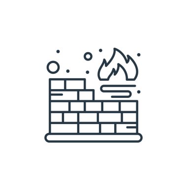 Web sunuculuğundaki güvenlik duvarı ikonu vektörü. Firewall düzenlenebilir felcin ince bir çizgisi. Web ve mobil uygulamalarda kullanmak için güvenlik duvarı doğrusal işareti, logo, yazdırma ortamı.