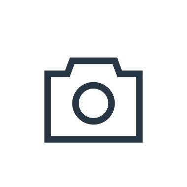 Temel ui kavramından kamera ikonu vektörü. Kamera düzenlenebilir vuruşun ince çizgisi. Web ve mobil uygulamalarda kullanmak için kamera doğrusal işareti, logo, yazdırma ortamı.