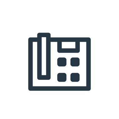 İş ve yönetim konseptindeki telefon ikonu vektörü. Düzenlenebilir telefon vuruşunun ince bir çizgisi. Web ve mobil uygulamalarda kullanmak için telefon doğrusal işareti, logo, yazdırma ortamı.