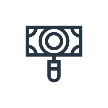 Ekonomi konseptinden ikon vektörü aranıyor. İnce çizgili, aranabilir felç çizgisi. Web ve mobil uygulamalarda kullanım için doğrusal işaret aranıyor, logo, yazdırma ortamı.