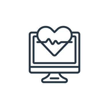 İnternet konseptinden kardiyogram ikon vektörü. Düzenlenebilir kalp krizinin ince bir çizgisi. Web ve mobil uygulamalarda kullanmak için kardiyogram doğrusal işareti, logo, yazdırma ortamı.