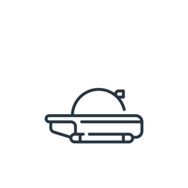 Araç taşıma konseptinden denizaltı ikonu vektörü. Düzenlenebilir denizaltı vuruşunun ince çizgisi. Web ve mobil uygulamalarda kullanmak için denizaltı doğrusal işareti, logo, yazdırma ortamı.