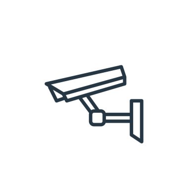 Akıllı film konseptinden kapalı devre kamera ikonu vektörü. İnce çizgili kamera görüntüsü düzenlenebilir felç. Web ve mobil uygulamalar, logo ve yazdırma ortamlarında kullanmak için ccTV kamera doğrusal işareti.