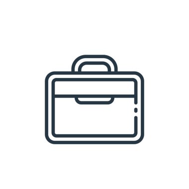 Finans konseptinden evrak çantası ikonu vektörü. Düzenlenebilir evrak çantasının ince bir çizgisi. Web ve mobil uygulamalarda kullanmak için evrak çantası doğrusal işareti, logo, yazdırma ortamı.