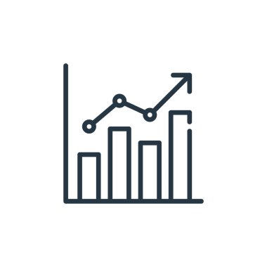 Seo ve Pazarlama konseptindeki bar çizelgesi ikonu vektörü. Düzenlenebilir inme çizelgesinin ince çizgisi. Web ve mobil uygulamalar, logo ve yazdırma ortamlarında kullanmak için bar çizelgesi çizelgesi işareti.