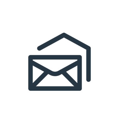 Mail simgesi vektörü, E-posta kavramından. Düzenlenebilir postaların ince çizgisi. İnternet ve mobil uygulamalar, logo ve yazdırma ortamlarında kullanım için doğrusal imzayı e- postalar.