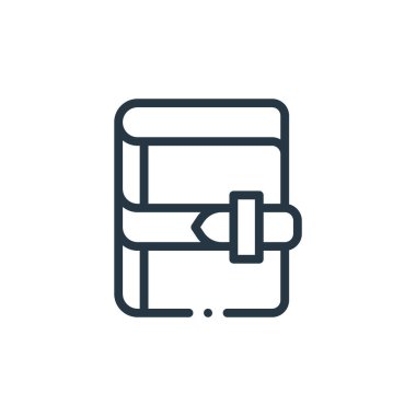 Kitap konseptinden ikon vektörü. Düzenlenebilir kitap vuruşunun ince çizgisi. Web ve mobil uygulamalarda kullanmak için kitap doğrusal işareti, logo, yazdırma ortamı.