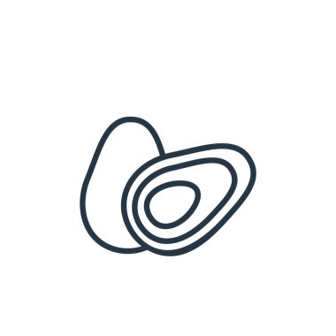 Gıda konseptinden avokado ikon vektörü. Avokado düzenlenebilir felcin ince bir çizgisi. Web ve mobil uygulamalarda kullanmak için avokado doğrusal işareti, logo, yazdırma ortamı.