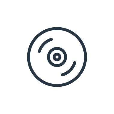 Elektronik konseptten küçük disk simgesi vektörü. Küçük disk düzenlenebilir darbenin ince çizgisi. Web ve mobil uygulamalar, logo ve yazdırma ortamlarında kullanmak için sıkıştırılmış disk doğrusal işareti.