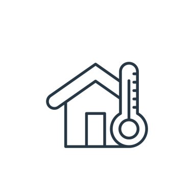 Akıllı kavramlardan ısı kontrol ikonu vektörü. Sıcaklık kontrolünün düzenlenebilir vuruşunun ince çizgisi. Web ve mobil uygulamalar, logo ve yazıcılarda kullanmak için sıcaklık denetimi doğrusal işareti 
