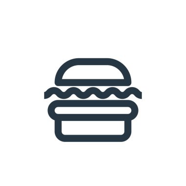 Çevrimiçi mağaza kategorilerindeki hamburger ikonu vektörü. Hamburgerin ince çizgili çizgisi düzenlenebilir felç. Web ve mobil uygulamalarda kullanmak için burger doğrusal işareti, logo, yazdırma ortamı.