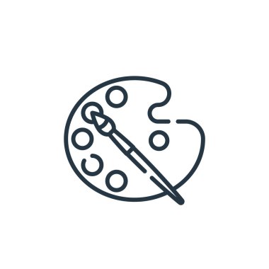 Eğitim konseptinden renk paleti ikonu vektörü. Renk paleti düzenlenebilir vuruşunun ince çizgisi. Web ve mobil uygulamalarda kullanmak için renk paleti doğrusal işareti, logo, yazdırma ortamı.