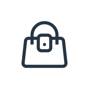 Kadın torba ikon vektörü çevrimiçi mağaza kategorileri konsepti. Düzenlenebilir kadın çantasının ince çizgisi. Web ve mobil uygulamalar, logo ve yazdırma ortamlarında kullanmak için kadın torba doğrusal işareti.