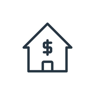 Banka simgesi vektörü finans konseptinden. Kurgulanabilir banka felcinin ince bir çizgisi. Web ve mobil uygulamalarda kullanmak için banka doğrusal işareti, logo, yazdırma ortamı.