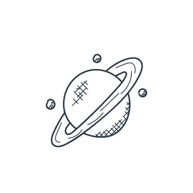 Uzay ve uçak konseptinden satürn ikon vektörü. Satürn düzenlenebilir felcin ince bir çizgisi. Web ve mobil uygulamalarda kullanmak için satürn doğrusal işareti, logo, yazdırma ortamı.