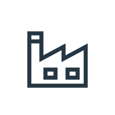Fabrika sanayi konseptinden bir ikon vektörü. Fabrika bitkisinin düzenlenebilir vuruşunun ince çizgisi. Web ve mobil uygulamalar, logo ve yazdırma ortamlarında kullanmak için fabrika santral doğrusal işareti.