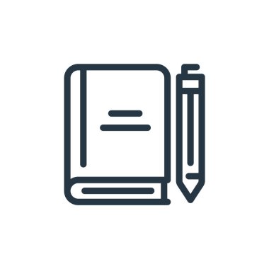 Bilim konseptinden bir ikon vektörü. Düzenlenebilir kitap vuruşunun ince çizgisi. Web ve mobil uygulamalarda kullanmak için kitap doğrusal işareti, logo, yazdırma ortamı.