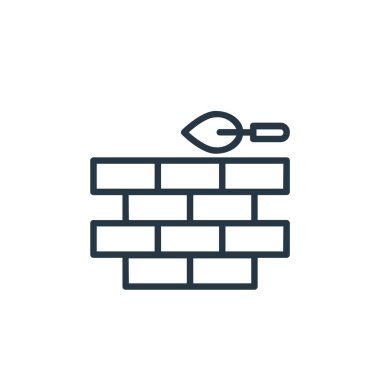 İşçi Bayramı konseptinden tuğla duvar ikon vektörü. Düzenlenebilir tuğla duvarın ince çizgisi çizimi. Web ve mobil uygulamalarda kullanmak için tuğla duvar doğrusal işareti, logo, yazdırma ortamı.