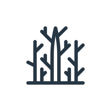Hayvan ve doğa konseptinden kuru ağaç ikonu vektörü. Kuru ağaç inmesinin ince bir çizgisi. Web ve mobil uygulamalarda kullanmak için kuru ağaç doğrusal işareti, logo, yazdırma ortamı.