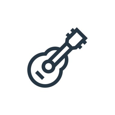 Cinco de mayonez konseptinden gitar ikonu vektörü. Düzenlenebilir gitar vuruşunun ince çizgisi. Web ve mobil uygulamalarda kullanmak için gitar doğrusal işareti, logo, yazdırma ortamı.