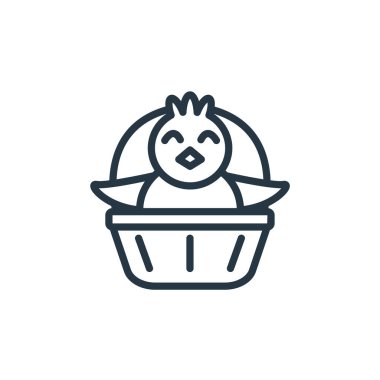 Paskalya konseptinden yavru ikon vektörü. Düzenlenebilir piliç vuruşunun ince bir çizgisi. civciv doğrusal işareti web ve mobil uygulamalarda kullanım için, logo, yazdırma ortamı.