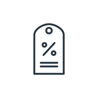 Alışveriş ve ecomerce konseptinden fiyat simgesi vektörü. Fiyat düzenlenebilir vuruşun ince çizgisi. Web ve mobil uygulamalarda kullanım için doğrusal fiyat işareti, logo, yazdırma ortamı.