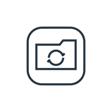 Dosya ve dizin konseptinden simge vektörünü eşzamanla. Düzenlenebilir vuruşların ince çizgisi. Web ve mobil uygulamalar, logo ve yazdırma ortamlarında kullanmak için doğrusal işareti eşzamanla.