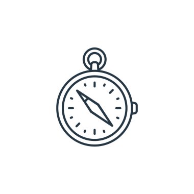 Korsan konseptinden pusula ikonu vektörü. Düzenlenebilir pusula vuruşunun ince çizgisi. Web ve mobil uygulamalarda kullanmak için pusula işareti, logo, yazdırma ortamı.