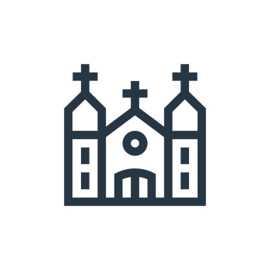 Meksika konseptinden kilise ikonu vektörü. Kilisenin düzenlenebilir vuruşlarının ince bir çizgisi. Web ve mobil uygulamalarda kullanmak için kilise doğrusal işareti, logo, yazdırma ortamı.