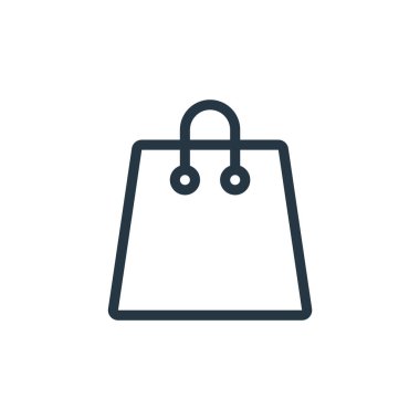 Ecommerce alışveriş konseptinden bir ikon vektörü. Düzenlenebilir inmenin ince bir çizgisi. Web ve mobil uygulamalarda kullanmak için alışveriş poşeti doğrusal işareti, logo, yazdırma ortamı.