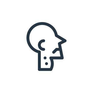 Sigara içmeyi bırakma kavramının boğaz ikonu. Gırtlak düzenlenebilir felcin ince çizgisi. İnternet ve mobil uygulamalarda kullanım için boğaz doğrusal işareti, logo, yazdırma ortamı.