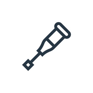 Hemşirelik kavramından koltuk değneği ikonu vektörü. Koltuk değneği ile düzenlenebilir vuruşun ince bir çizgisi. Web ve mobil uygulamalar, logo ve yazdırma ortamlarında kullanım için koltuk değneği doğrusal işareti.