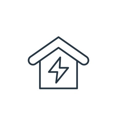 Akıllı kavramlardan gelen elektrik ikonu vektörü. Elektrik düzenlenebilir vuruşunun ince çizgisi. İnternet ve mobil uygulamalarda kullanmak için elektrik doğrusal işareti, logo, yazdırma ortamı.