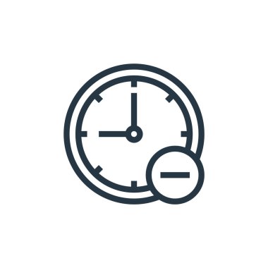 Çevrimiçi iş iletişimi konseptinden saat simgesi vektörü. Saat düzenlenebilir vuruşun ince çizgisi. Web ve mobil uygulamalarda kullanmak için saat doğrusal işareti, logo, yazdırma ortamı.