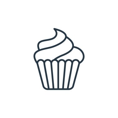 Pastane konseptinden kek ikonu vektörü. Kurgulanabilir kek felcinin ince bir çizgisi. cupcake lineer işareti web ve mobil uygulamalarda, logoda, yazdırma ortamında.