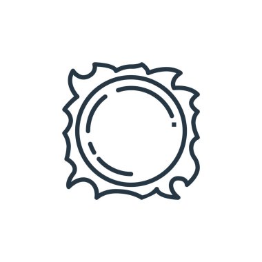 Uzay konseptinden güneş ikonu vektörü. Düzenlenebilir güneş çarpmasının ince çizgisi. Web ve mobil uygulamalarda kullanmak için güneş doğrusal işareti, logo, yazdırma ortamı.