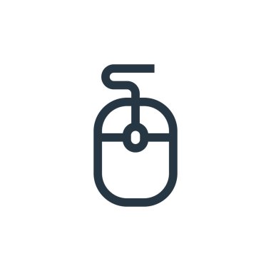 Grafik tasarım konseptinden fare simgesi vektörü. Fare inmesinin ince bir çizgisi. Web ve mobil uygulamalarda kullanmak için fare doğrusal işareti, logo, yazdırma ortamı.