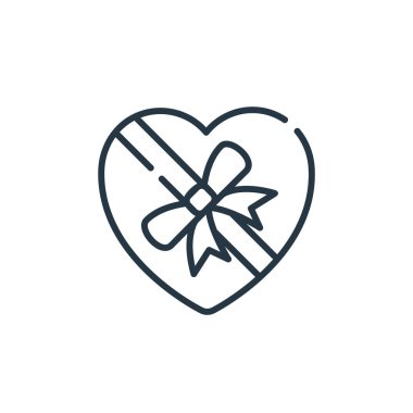 Parti ve kutlama konseptinden sevgililer günü ikonu vektörü. Sevgililer günü düzenlenebilir felcinin ince bir çizgisi. Web ve mobil uygulamalarda, logoda, yazdırma ortamında kullanmak için sevgililer günü çizgisel işareti.