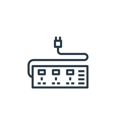 Bilgisayar donanım konseptinden ikon vektörü. Tak düzenlenebilir vuruşun ince çizgisi. Web ve mobil uygulamalarda kullanmak için doğrusal işaret, logo, yazdırma ortamı.