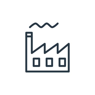 Ofis konseptinde çalışan fabrika ikonu vektörü. İnce çizgili, düzenlenebilir felç çizgisi. Web ve mobil uygulamalarda kullanmak için fabrika doğrusal işareti, logo, yazdırma ortamı.