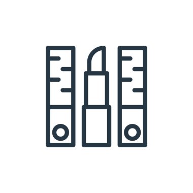 Güzellik salonu konseptinden ruj ikonu vektörü. Düzenlenebilir ruj vuruşunun ince çizgisi. Web ve mobil uygulamalarda kullanmak için ruj çizgisel işareti, logo, yazdırma ortamı.