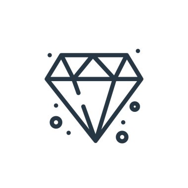 Mücevher konseptinden elmas ikon vektörü. İnce çizgili, düzenlenebilir elmas darbesi. Web ve mobil uygulamalarda kullanmak için elmas doğrusal işaret, logo, yazdırma ortamı.