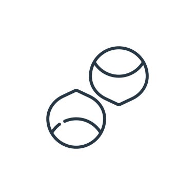 Yiyecek ve içecek alerji konseptinden fındık ikonu vektörü. Kurgulanabilir fındık felcinin ince çizgisi. Web ve mobil uygulamalarda kullanmak için fındık doğrusal işareti, logo, yazdırma ortamı.