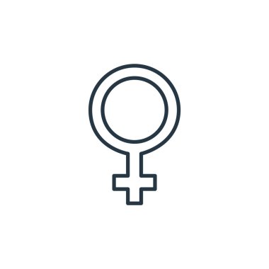 Kadınlar Günü konseptinden kadın ikon vektörü. İnce çizgili, düzenlenebilir felç çizgisi. İnternet ve mobil uygulamalarda, logoda, yazdırma ortamında kullanım için kadın doğrusal işareti.