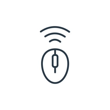 Akıllı aygıtlar kavramından fare simgesi vektörü. Fare inmesinin ince bir çizgisi. Web ve mobil uygulamalarda kullanmak için fare doğrusal işareti, logo, yazdırma ortamı.