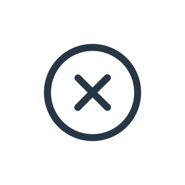 Kullanıcı arayüzü kavramından simge vektörünü kapat. Yakın düzenlenebilir felcin ince bir çizgisi. Web ve mobil uygulamalarda kullanmak için doğrusal işareti kapat, logo, yazdırma ortamı.