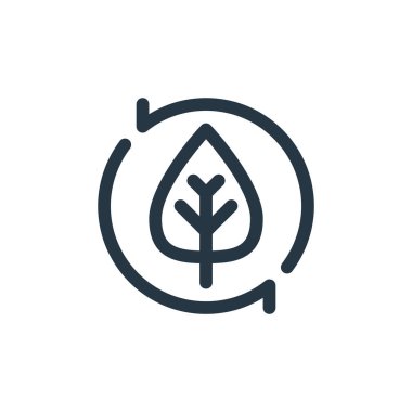 Sürdürülebilir enerji kavramından eko ikon vektörü. Eko düzenlenebilir felcin ince bir çizgisi. Web ve mobil uygulamalarda kullanım için eko doğrusal işaret, logo, yazdırma ortamı.