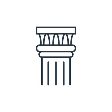 Antik kavramlardan kalma antik sütun ikonu vektörü. İnce çizgili illüstrasyon, eski, düzenlenebilir sütun vuruşunun. Web ve mobil uygulamalar, logo ve yazdırma ortamlarında kullanmak için eski sütun doğrusal işareti.
