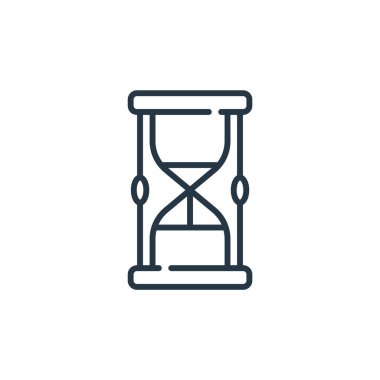 Peri masalı konseptinden kum saati ikonu vektörü. Kurgulanabilir kum saatinin ince bir çizgisi. Web ve mobil uygulamalarda kullanmak için kum saati doğrusal işareti, logo, yazdırma ortamı.